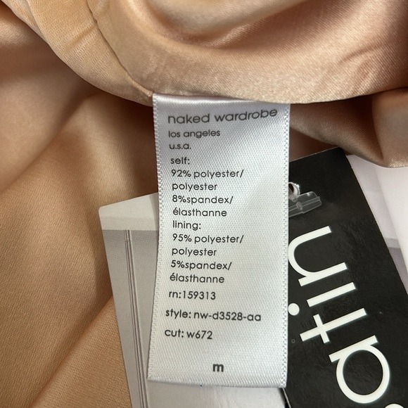 NWT Naked Wardrobe Satin Dreams Side Slit Slip Maxi Dress Blush Pink size M - Picture 6 of 11